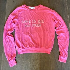 Spiritual Gangster love is all we need pink top woman size small GUC
